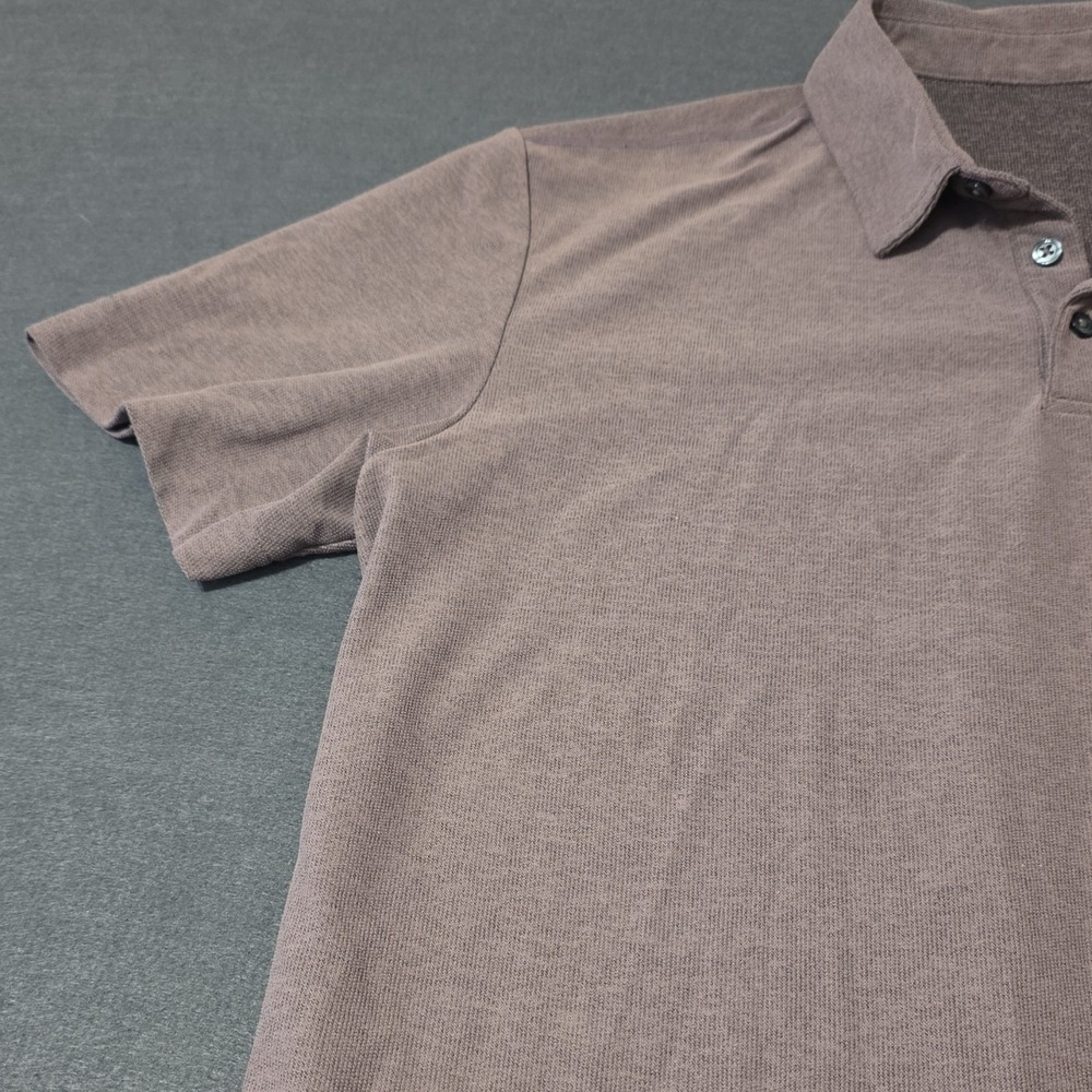 Vuori Brown Polo Shirt M Men Short Sleeve Button Collared Knit Solid - Picture 5 of 16
